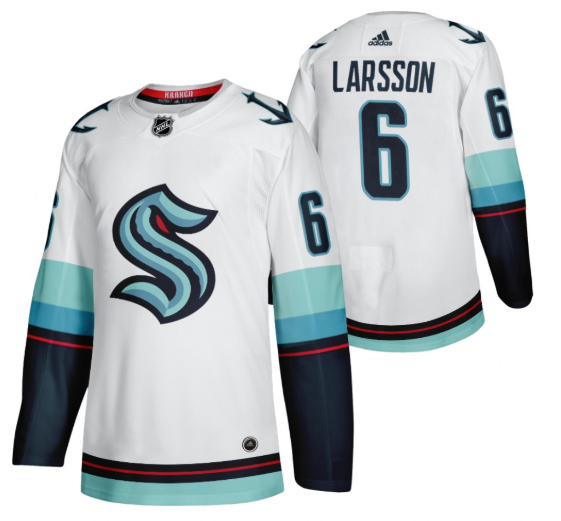 Men's Seattle Kraken #6 Adam Larsson White Stitched Jersey Men's Seattle Kraken #6 Adam Larsson White Stitched Jersey
